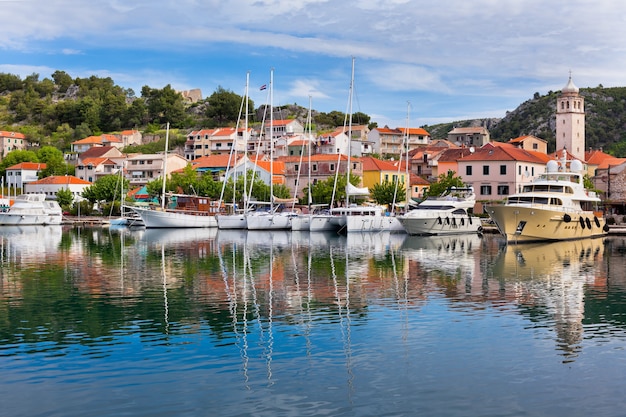 Skradin is a small historic town and harbour on the Adriatic coast and Krka river in Croatia