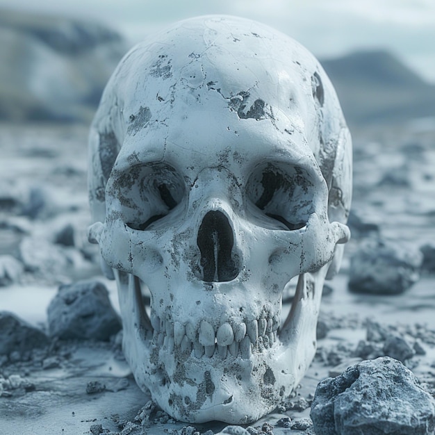 a skull 3D animated render style