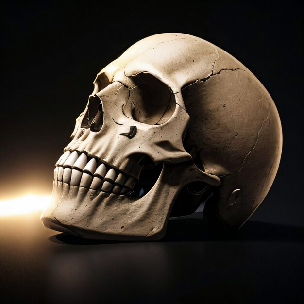 The Skull on the Black Background