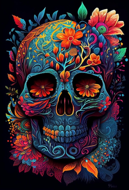 Skull candy illustratie Generatieve AI