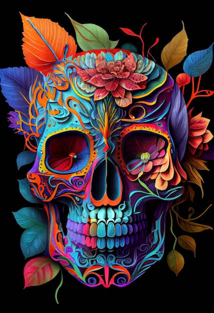 Skull candy illustratie Generatieve AI