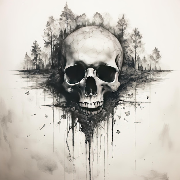 Charcoal Skull Artwork - THAT ART TEACHER