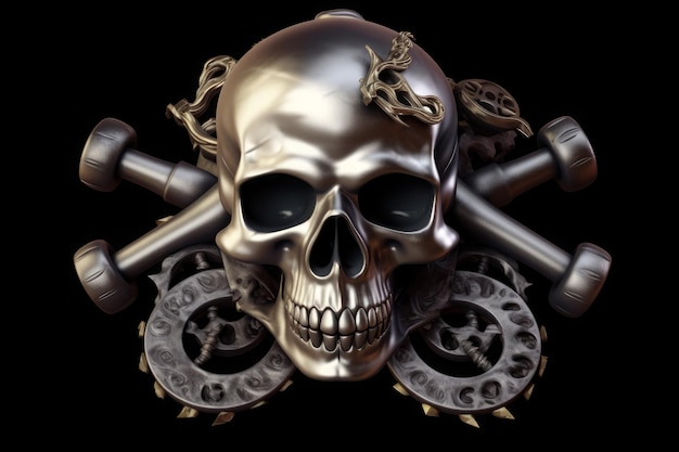 A skull and crossbones on a black background Generative AI