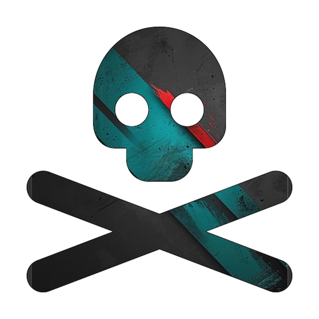 skull crossbones icon diagonal black green red