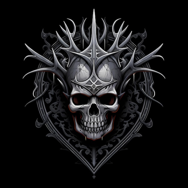 skull and crown tattoo design illustration