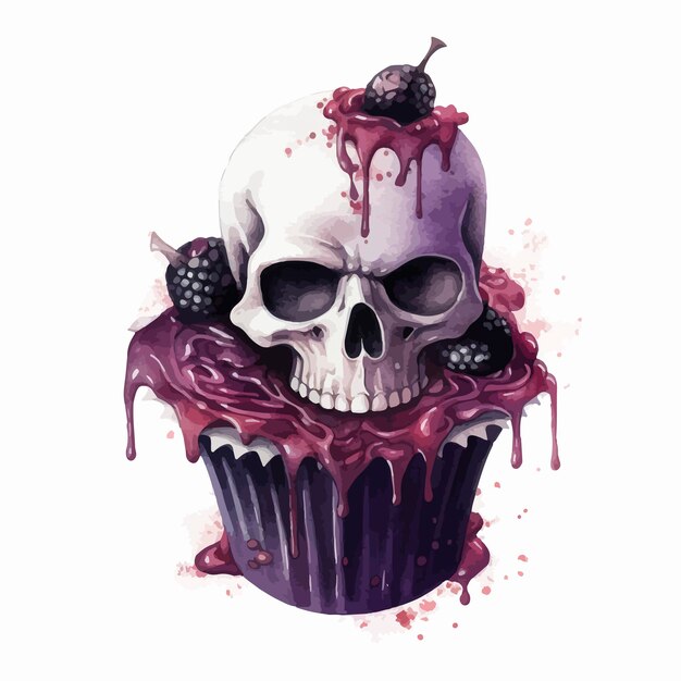 A skull cupcake with a skull on it.