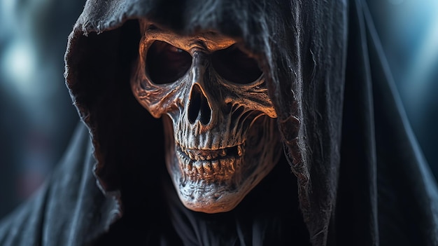 Skull in the dark Grim Reaper