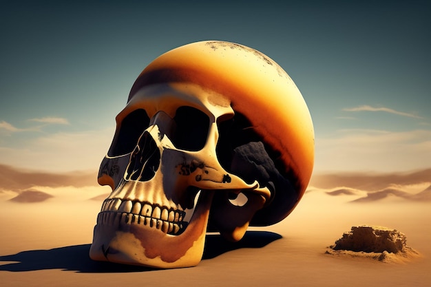 A skull in the desert with the word skull on it