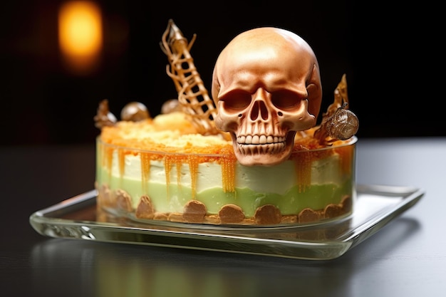 a skull on a dessert