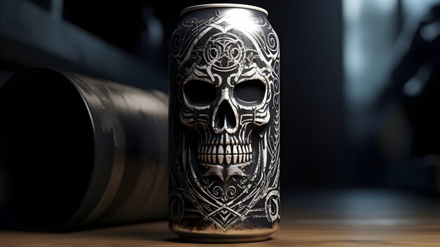 Photo skull on drink cane ai