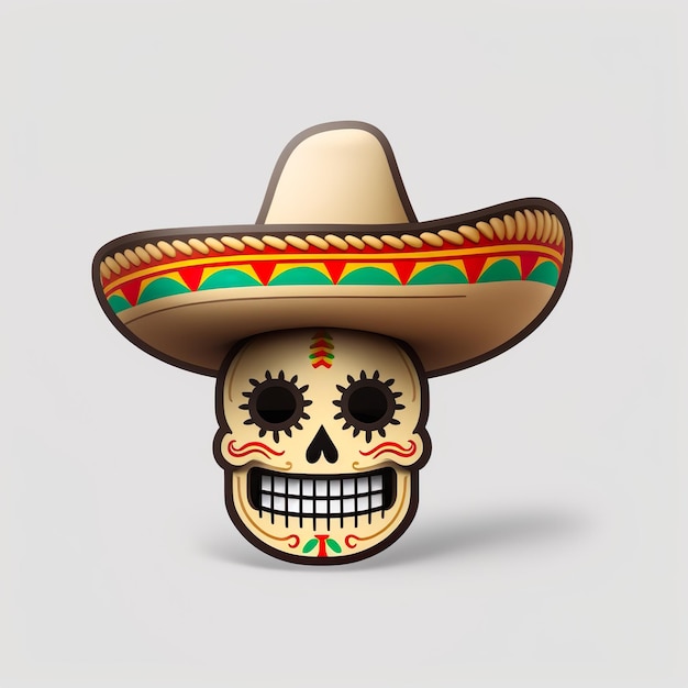 Photo a skull emoji smiling with a mexican