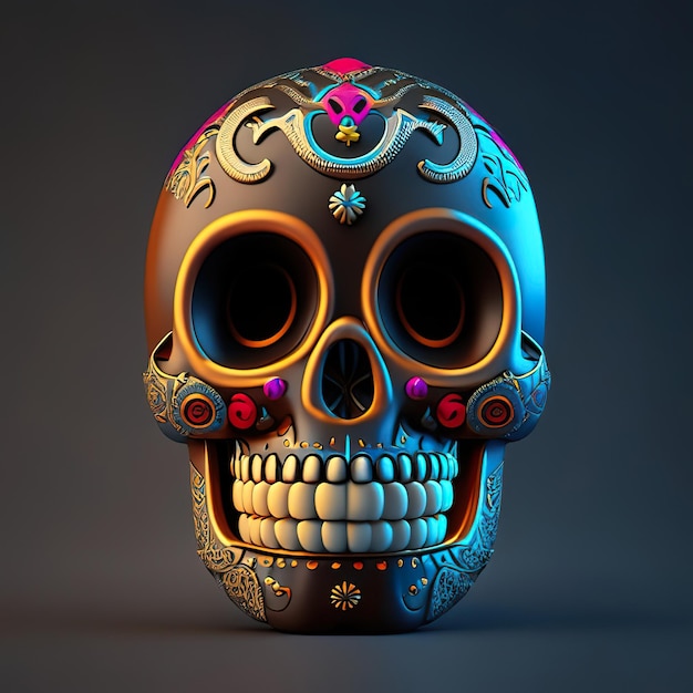 Skull emoji with golden details Generative AI