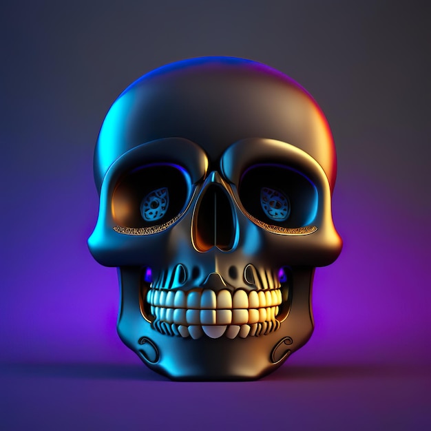 Skull emoji with golden details Generative AI