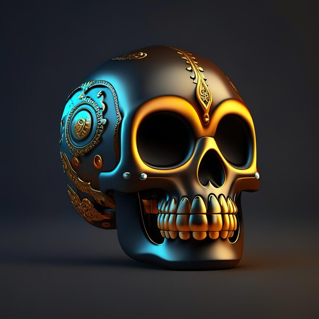 Skull emoji with golden details generative ai