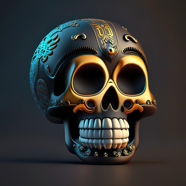 Skull emoji with golden details generative ai