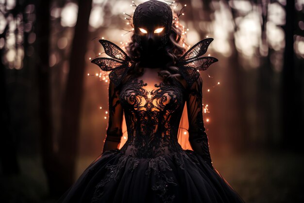 Платье феи черепа Темная готическая фея Светлый мир фантазий