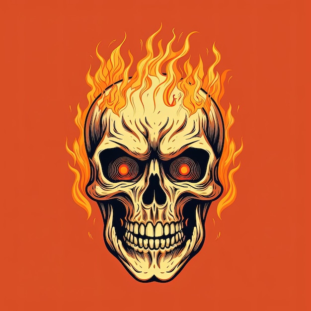 Photo a skull fire on a background