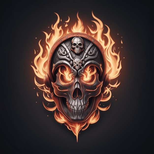 skull fire mascotte en esport gaming logo AI gegenereerd