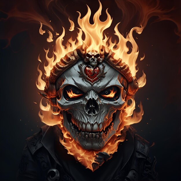 skull fire mascotte en esport gaming logo AI gegenereerd