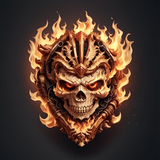 skull fire mascotte en esport gaming logo AI gegenereerd