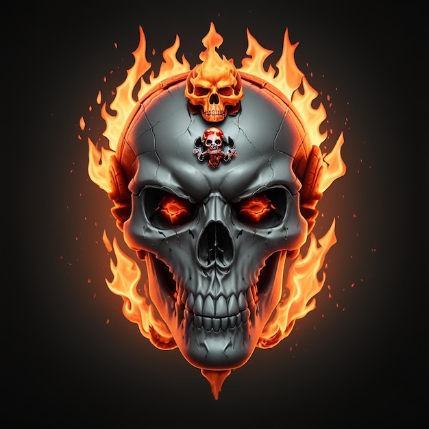 skull fire mascotte en esport gaming logo AI gegenereerd