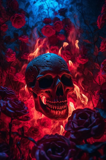 The skull in fire wallpapers