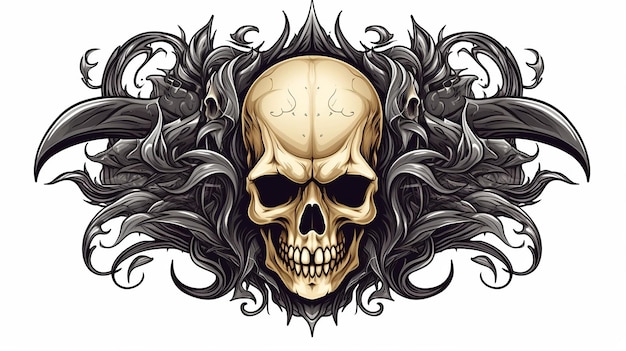 Skull Frame Design Vector and illustrationHuman Death Generative ai