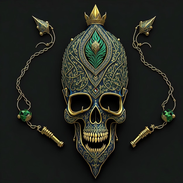 Skull heads of kings throughout history both humans and jinn decorated with jewels gold and diamonds