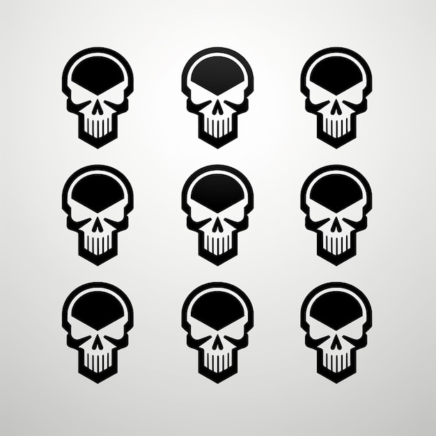 Photo skull icons set vector illustration black on white background