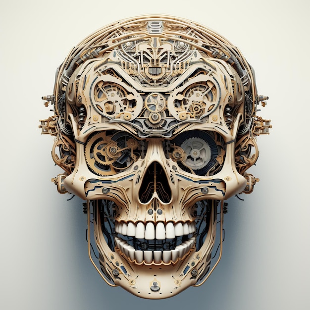 skull image with robotic texture