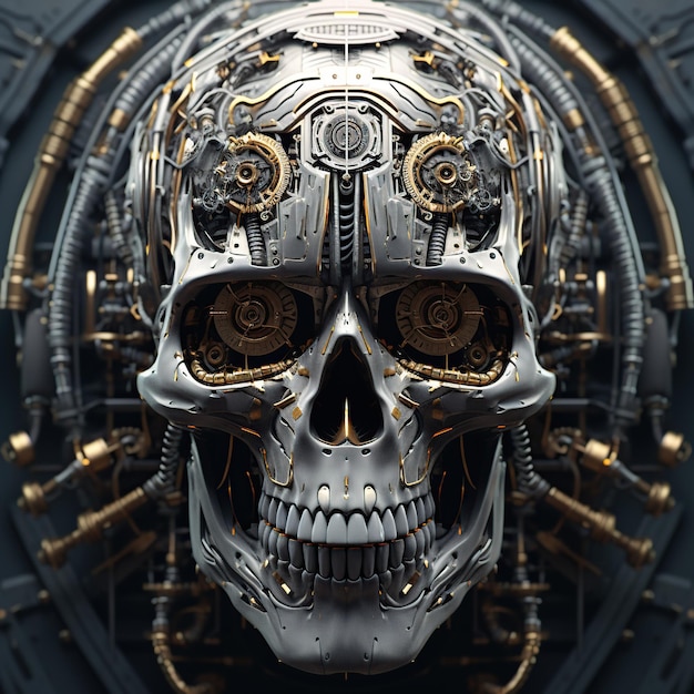 skull image with robotic texture