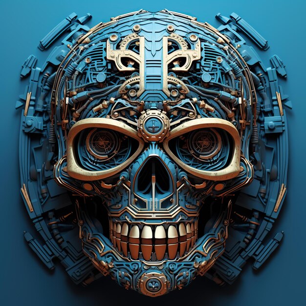 skull image with robotic texture