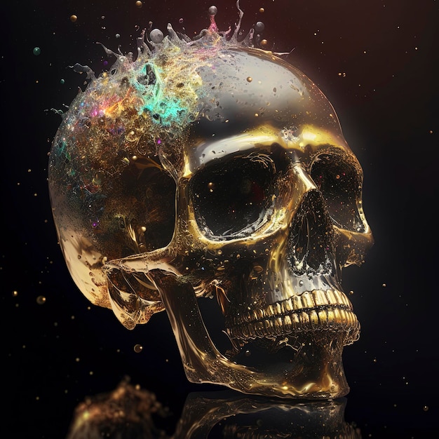 A skull is morphing liquid