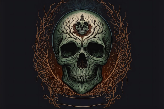 Skull line art design logo illustration creative digital\
illustration painting