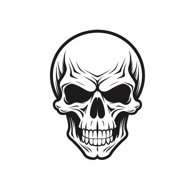 頭蓋骨のロゴ ベクトル フラットカラー ホワイトバックグラウンド