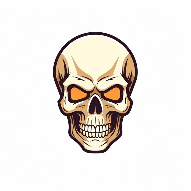 skull logo vector flat color white background