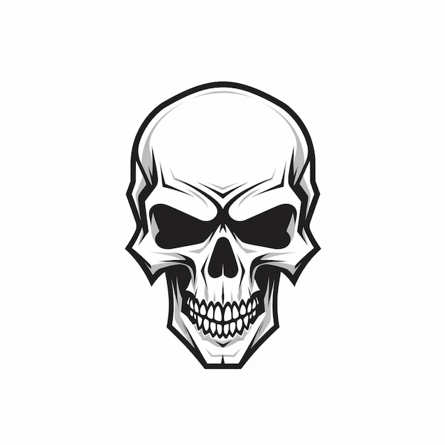 skull logo vector flat color white background