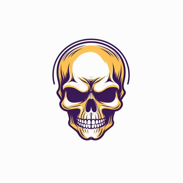 skull logo vector flat color white background