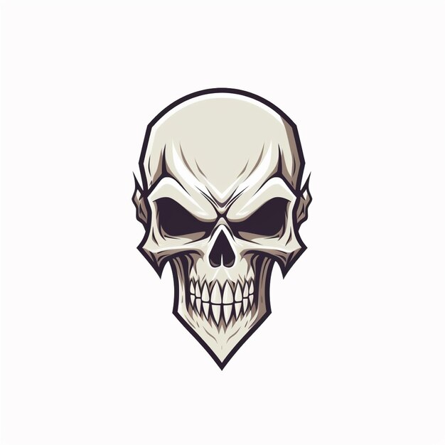 skull logo vector flat color white background