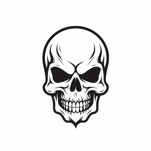 skull logo vector flat color white background