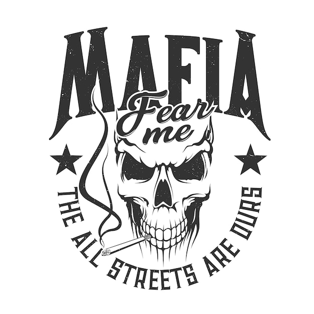 Photo skull mafia gangsters tshirt print street gang