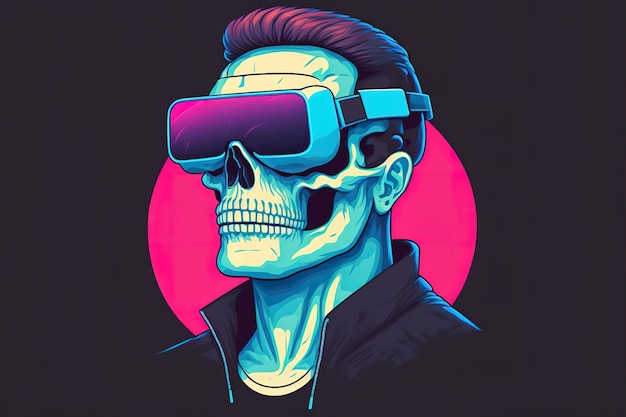 Фото Человек-череп в виртуальных очках