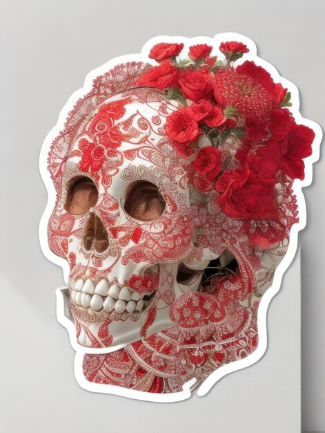 Foto skull and petals stiker artistry con la flora di truetolife