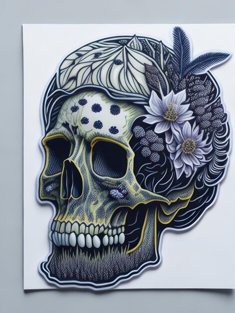 Foto skull and petals stiker artistry con la flora di truetolife