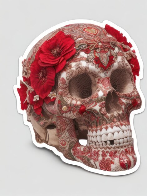 Foto skull and petals stiker artistry con la flora di truetolife