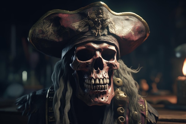 Photo skull pirate 3d generate ai