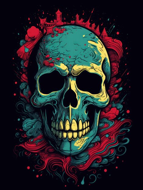 Premium Photo  Skull Print for Tshirts Generative AI