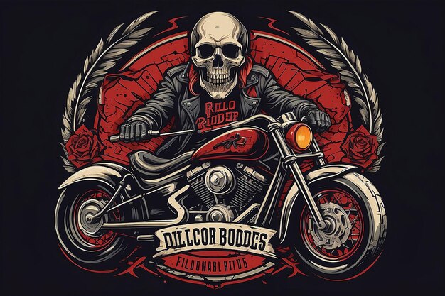 Skull rider illustratie vector T-shirt print embleem label of badge ontwerp