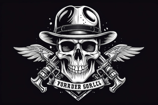 Skull rider illustratie vector T-shirt print embleem label of badge ontwerp