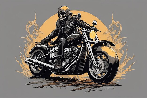 Skull rider illustration vector style